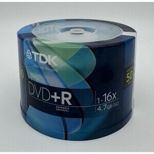 TDK DVD+R 16x 4.7 GB 50 Pack Spindle Recordable Writer 1-16x 4.7GB/Go New Sealed